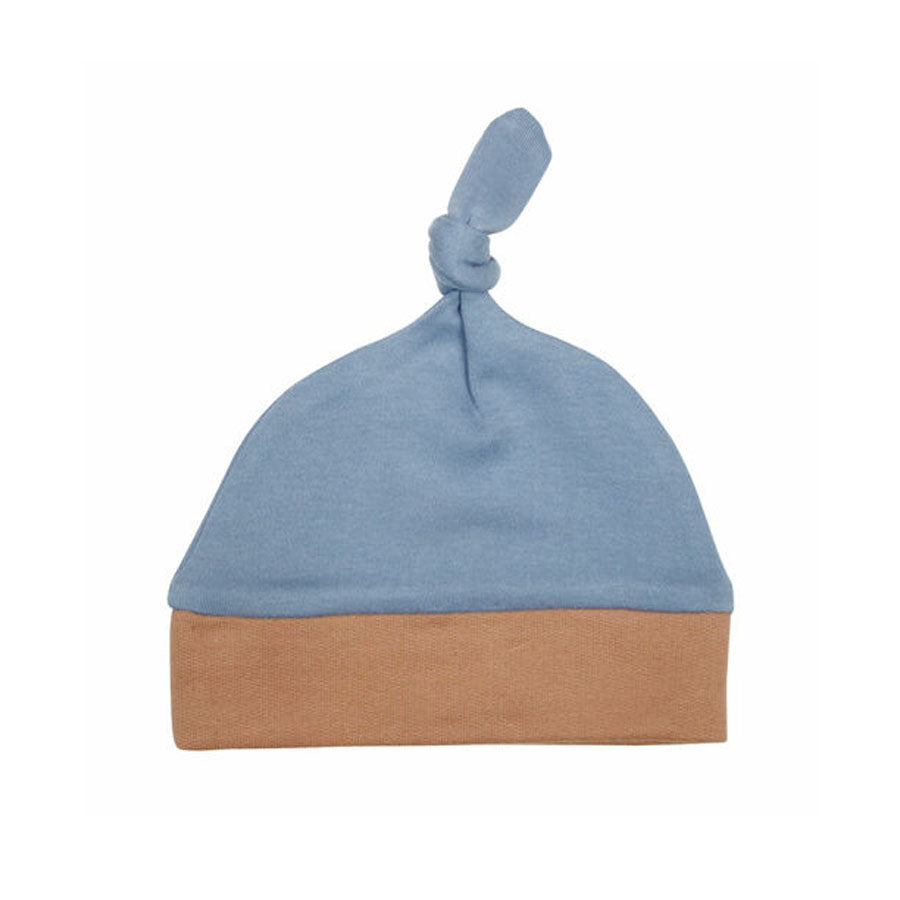 Organic Banded Top-Knot Hat In Pool/Adobe-HATS & SCARVES-L'ovedbaby-Joannas Cuties