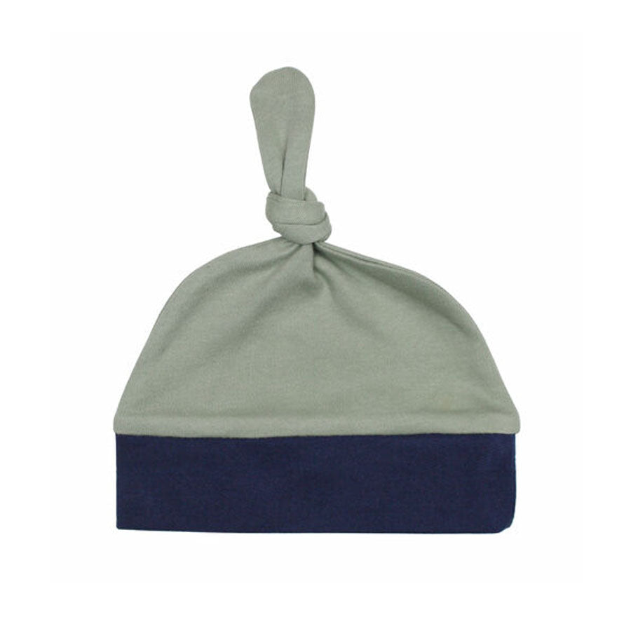 Organic Banded Top-Knot Hat In Seafoam/Indigo-HATS & SCARVES-L'ovedbaby-Joannas Cuties