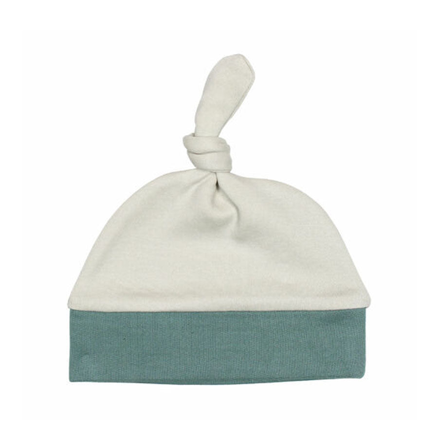 Organic Banded Top-Knot Hat In Stone/Jade-HATS & SCARVES-L'ovedbaby-Joannas Cuties