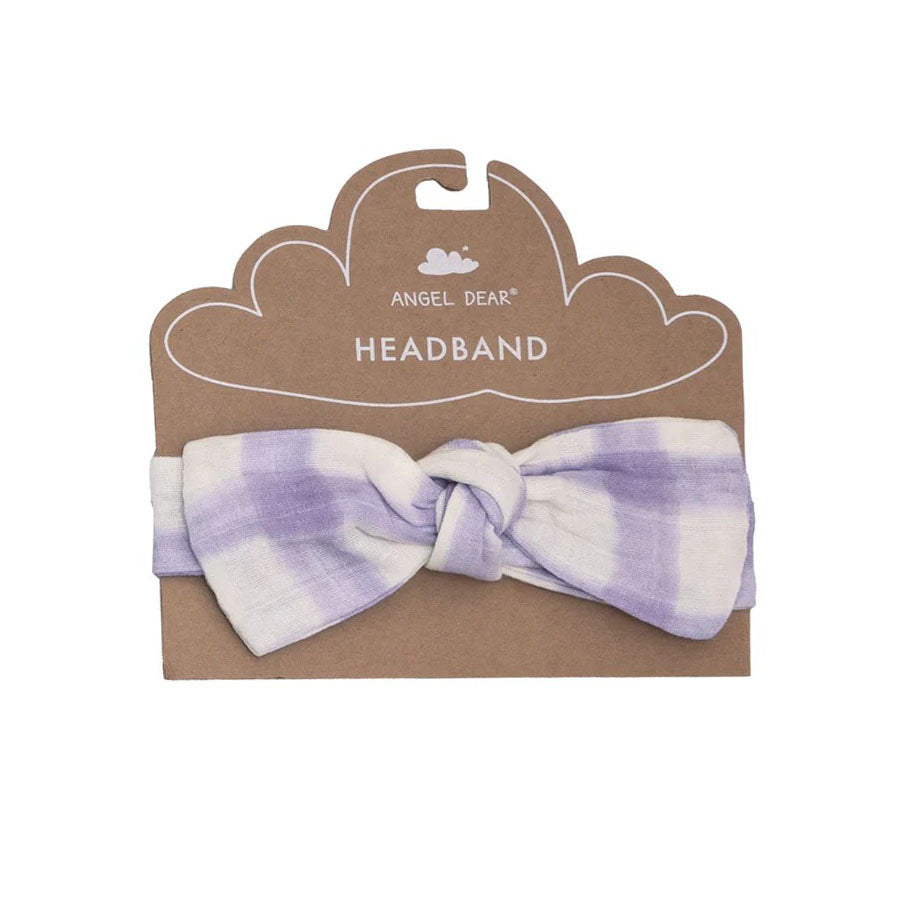 Organic Gingham Headband - Lavender Rose-HEADBANDS-Angel Dear-Joannas Cuties