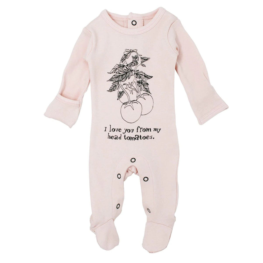 Organic Graphic Footie in Blush Tomato - L'ovedbaby - joannas-cuties
