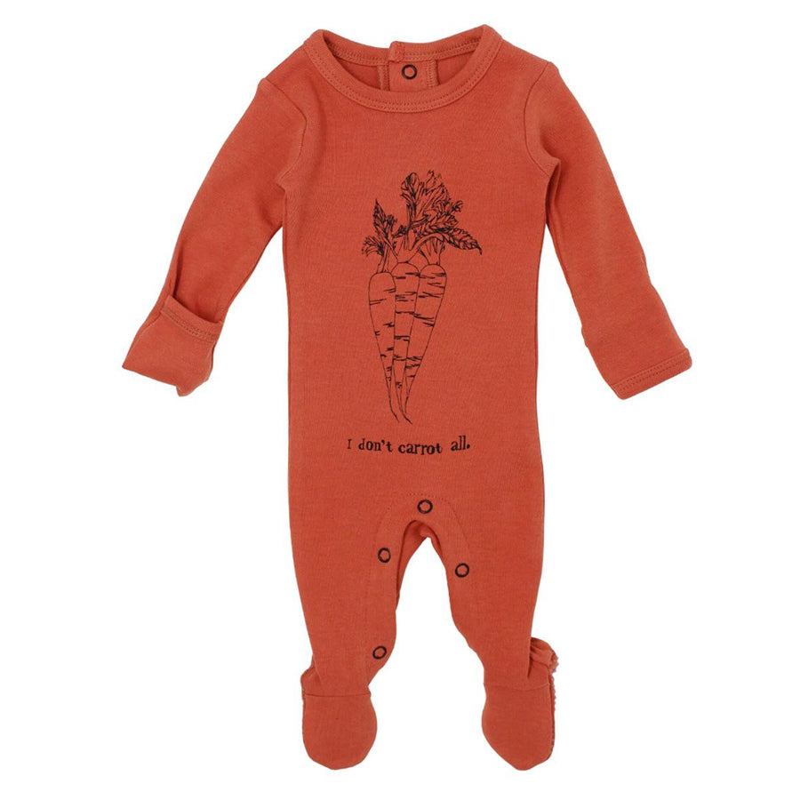 Organic Graphic Footie in Maple Carrot - L'ovedbaby - joannas-cuties