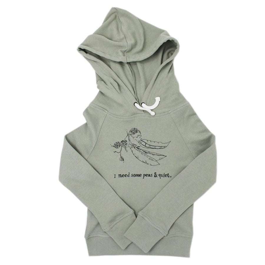 Organic Kids' Graphic Hooded Sweatshirt in Seafoam Peas - L'ovedbaby - joannas-cuties