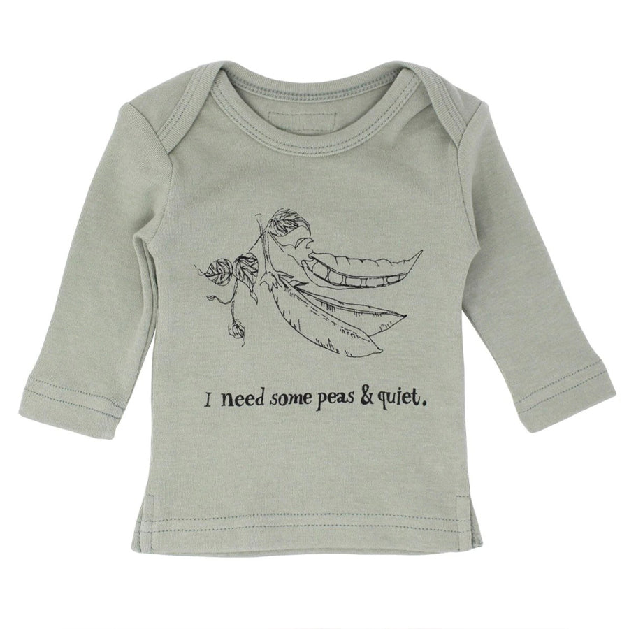Organic L/Sleeve Shirt in Seafoam Peas - L'ovedbaby - joannas-cuties