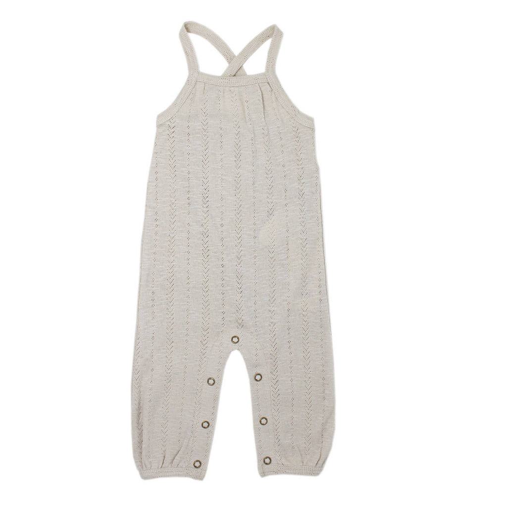 Pointelle Romper in Stone-L'ovedbaby-Joanna's Cuties