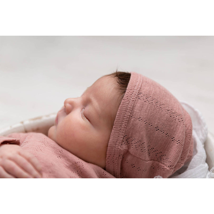 Organic Pointelle Hat in Mauve-L'ovedbaby-Joanna's Cuties