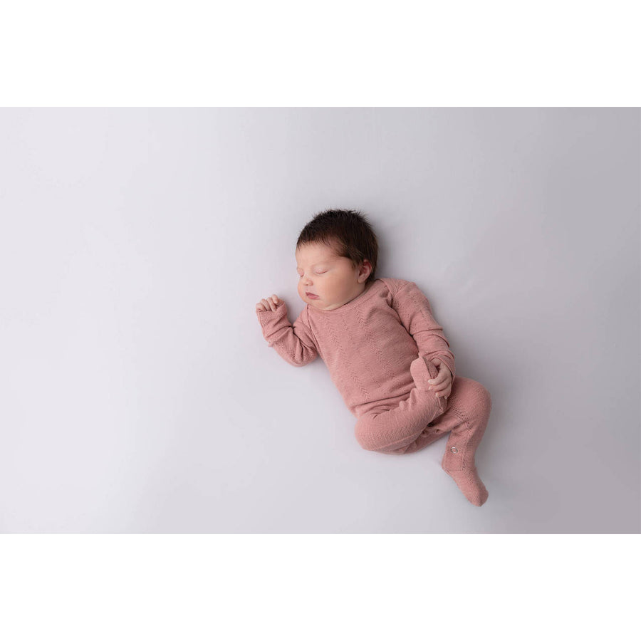 Organic Pointelle Lap-Shoulder Footie in Mauve-L'ovedbaby-Joanna's Cuties
