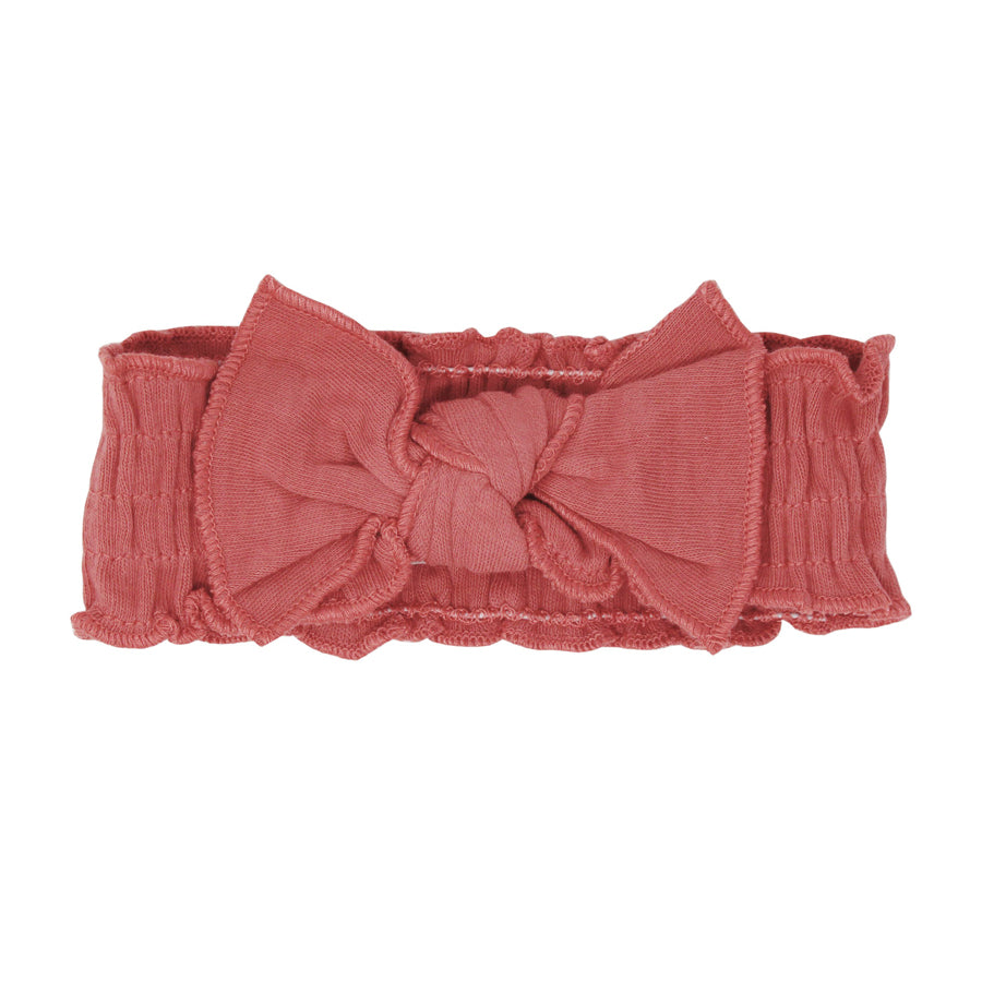 Organic Smocked Tie Headband in Sienna-L'ovedbaby-Joanna's Cuties
