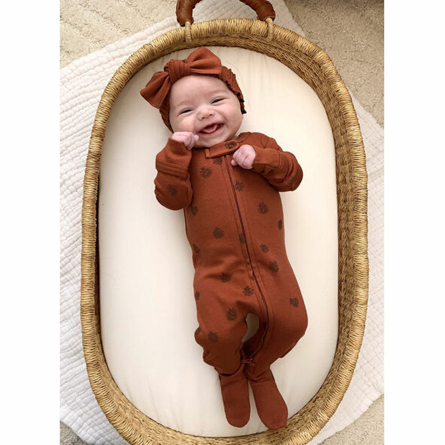 Organic Zipper Baby Footie - Cinnamon Pinecone-FOOTIES-L'ovedbaby-Joannas Cuties
