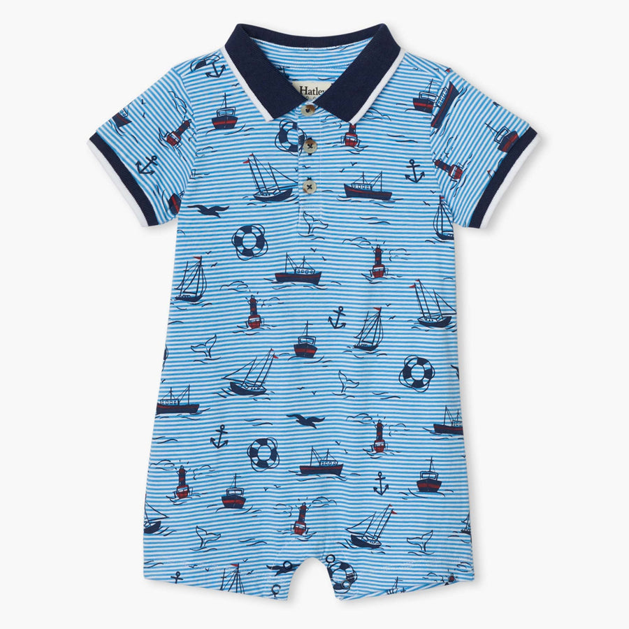 Out At Sea Baby Polo Romper-Hatley-Joanna's Cuties