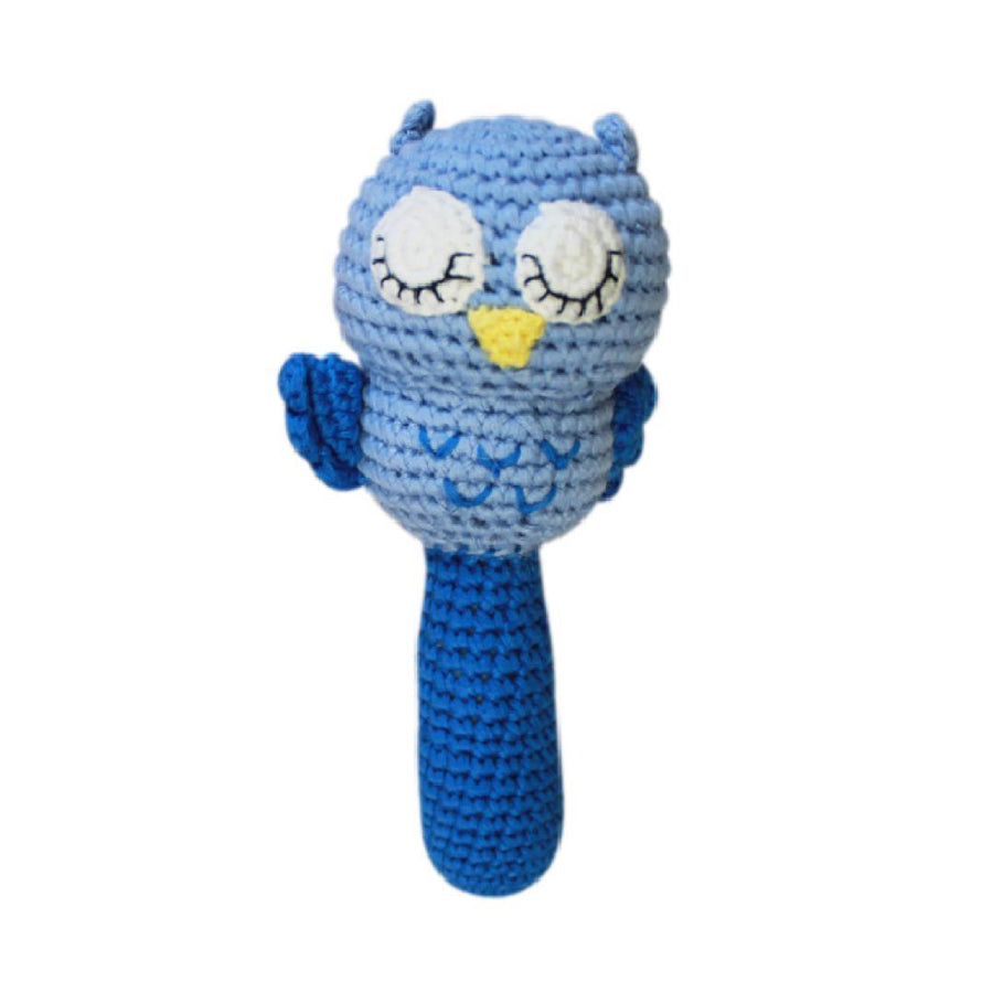 Owl Stick Rattle - Blue-Zubels-Joanna's Cuties