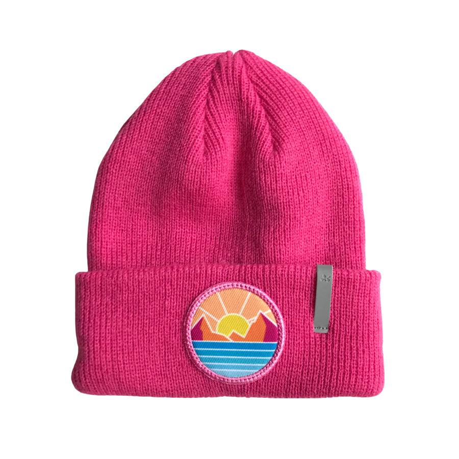 Pacific Beach Sunwashed Sunset Beanie With Safety Reflective Feature - Fuschia-HATS & SCARVES-Bitty Brah-Joannas Cuties