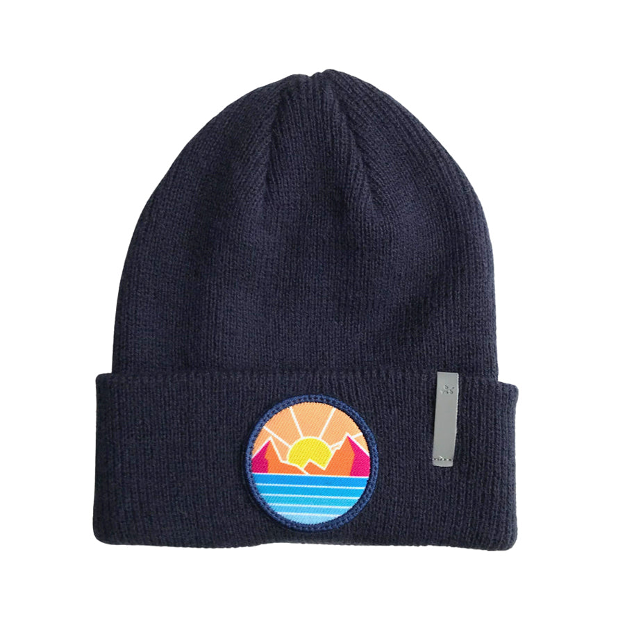 Pacific Beach Tidal Wave Beanie With Safety Reflective Feature - Navy-HATS & SCARVES-Bitty Brah-Joannas Cuties