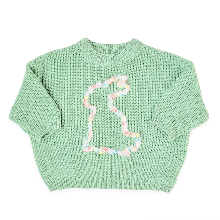 Pastel Green Sweater - Pastel Bunny-CARDIGANS & SWEATERS-Joanna's Cuties-Joannas Cuties