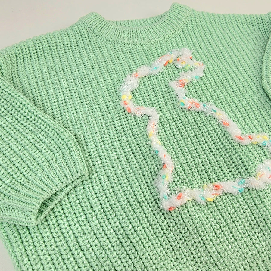 Pastel Green Sweater - Pastel Bunny-CARDIGANS & SWEATERS-Joanna's Cuties-Joannas Cuties