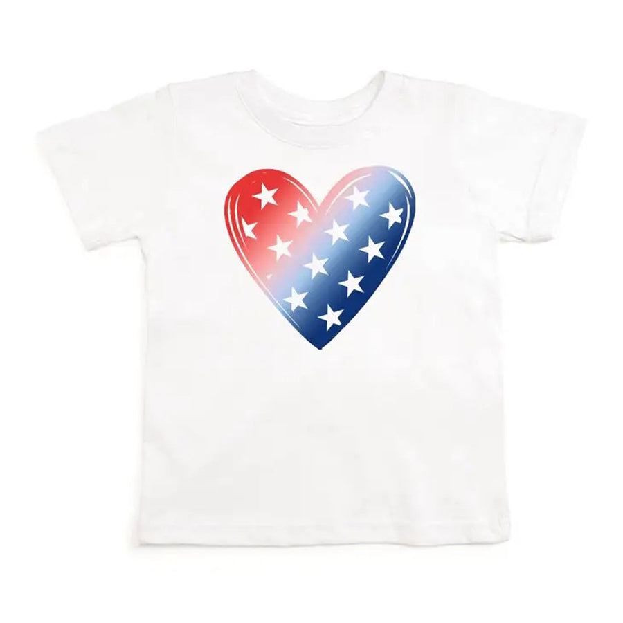 Patriotic Heart Short Sleeve Shirt - 4th of July Kids-TOPS-Sweet Wink-Joannas Cuties