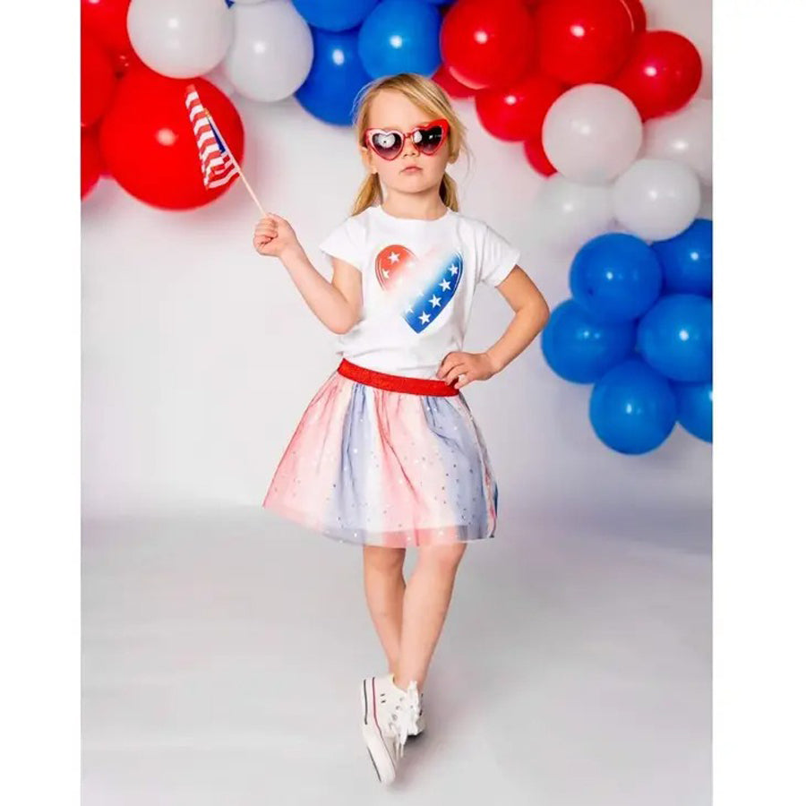 Patriotic Heart Short Sleeve Shirt - 4th of July Kids-TOPS-Sweet Wink-Joannas Cuties