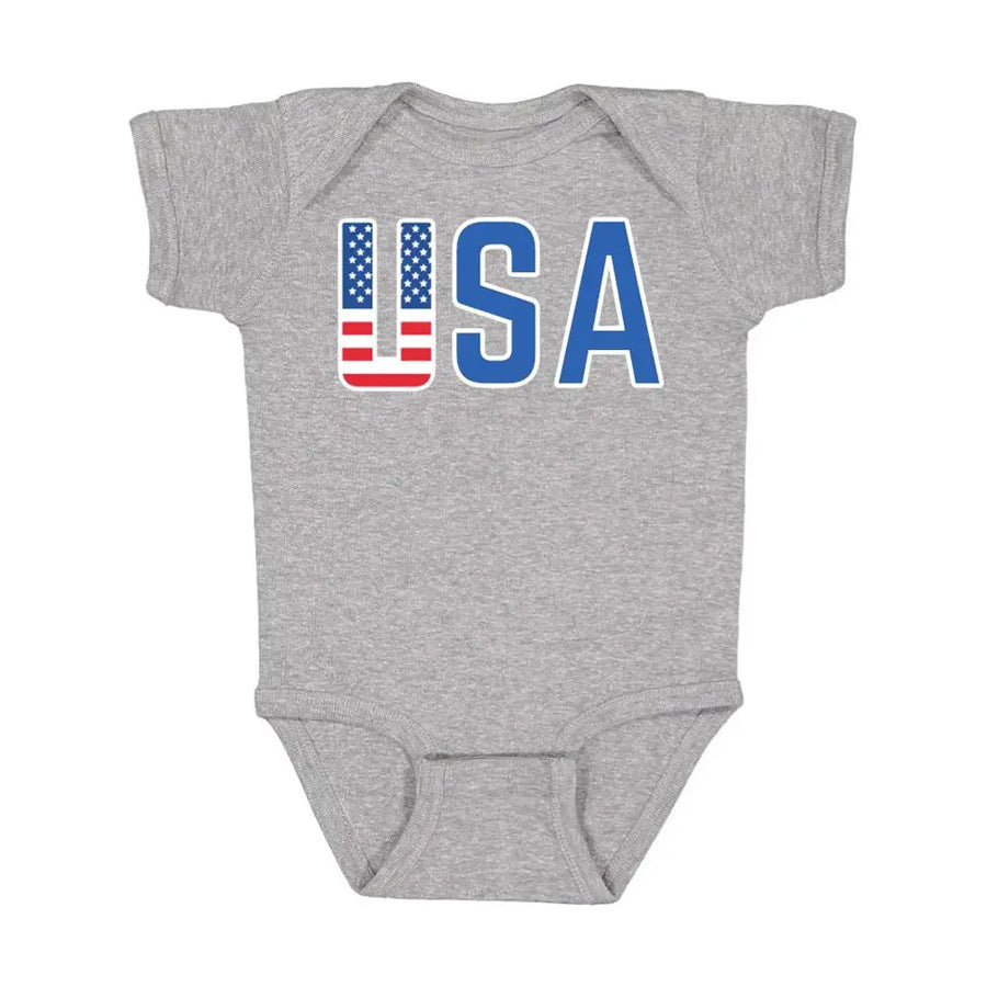 Patriotic USA Short Sleeve Bodysuit - 4th of July Baby-BODYSUITS-Sweet Wink-Joannas Cuties