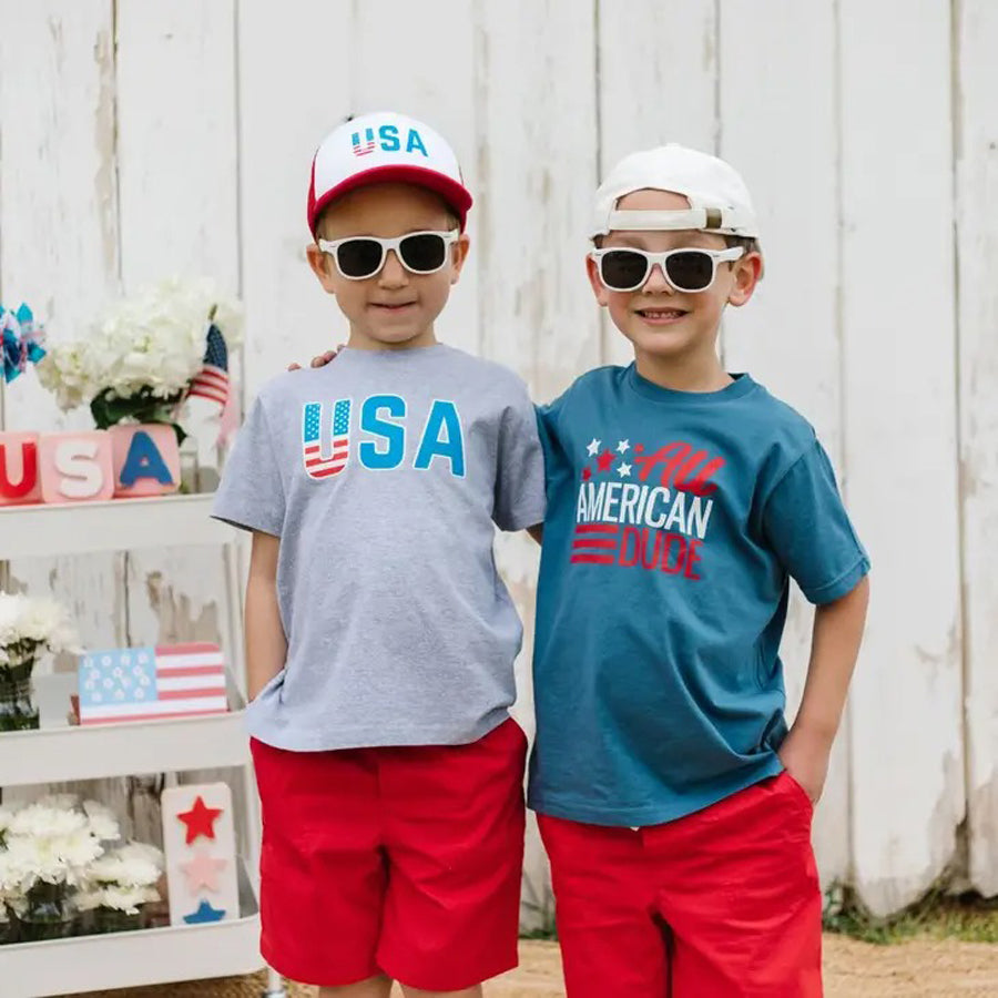Patriotic USA Trucker Hat - Kids 4th of July Hat-SUN HATS-Sweet Wink-Joannas Cuties