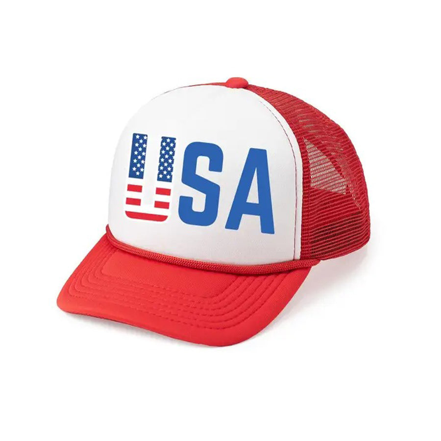 Patriotic USA Trucker Hat - Kids 4th of July Hat-SUN HATS-Sweet Wink-Joannas Cuties
