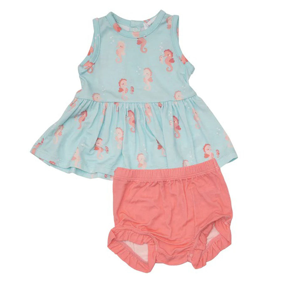Peplum Tank & Bloomer - Baby Pink Seahorses-TOPS-Angel Dear-Joannas Cuties