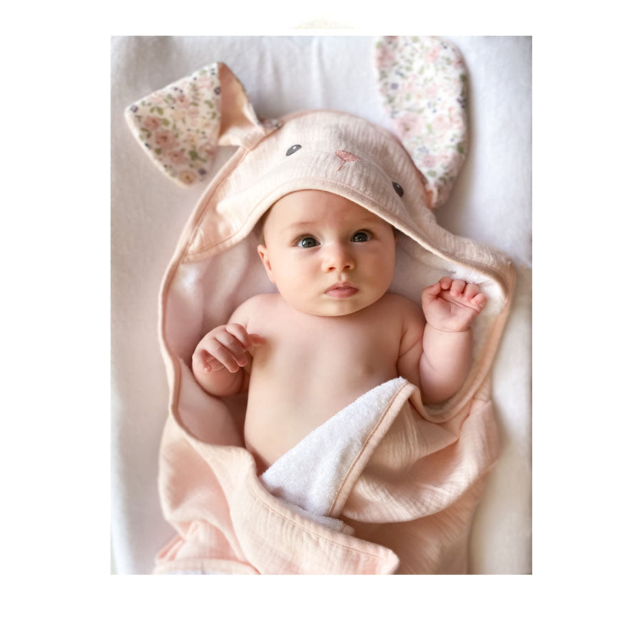 Petit Bunny Terry Muslin Baby Towel And Washcloth Set-BATH-Mon Ami-Joannas Cuties