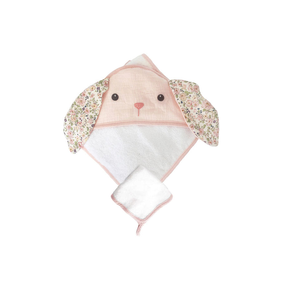 Petit Bunny Terry Muslin Baby Towel And Washcloth Set-BATH-Mon Ami-Joannas Cuties