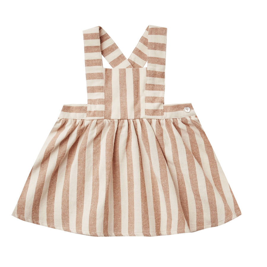 Rylee and Cru Pinafore Dress Retro Stripe 12-18M / Rust Rylee and Cru Pinafore Dress Retro Stripe 12-18M / Rust
