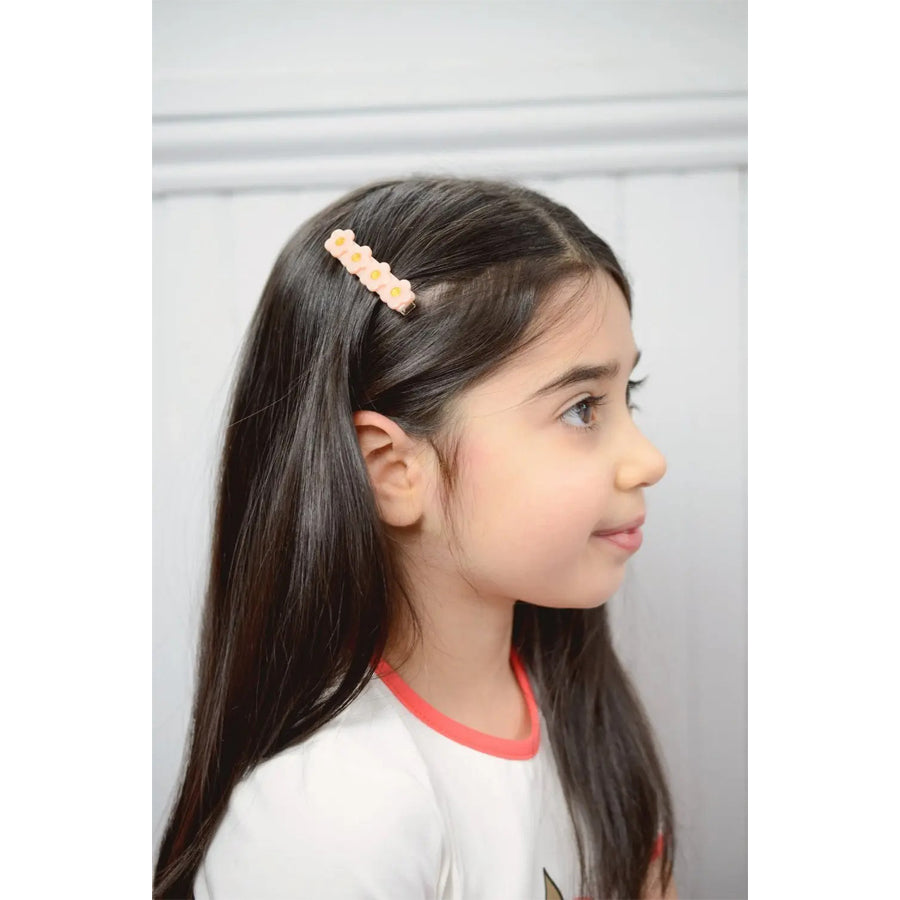 Pink and Goldenrod Orange Flower Hair Clip Set-HAIR CLIPS-Strawberry Jam Kids-Joannas Cuties