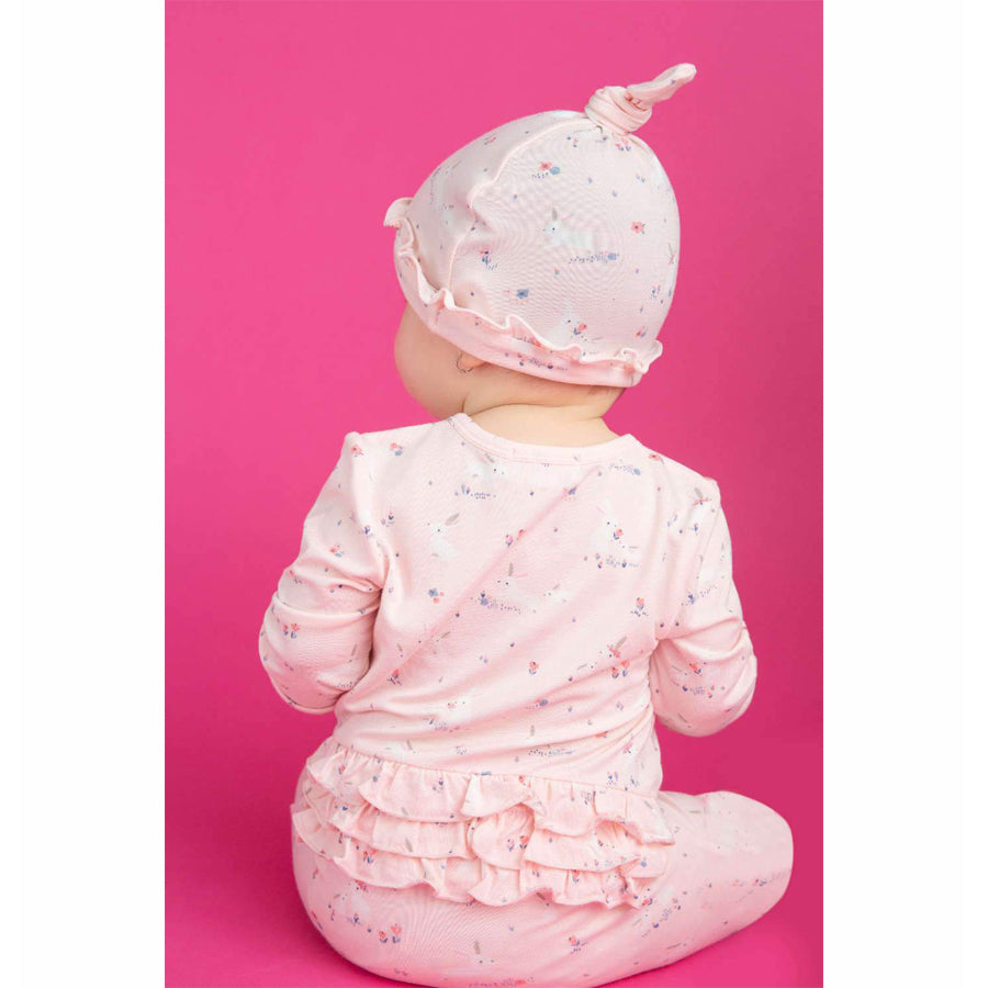 Baby Bunnies Pink Bamboo Zipper Ruffle Footie-Angel Dear-Joanna's Cuties