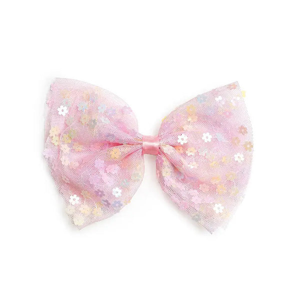 Pink Confetti Flower Bow Clip - Kids Easter Hair Clip-HAIR CLIPS-Sweet Wink-Joannas Cuties