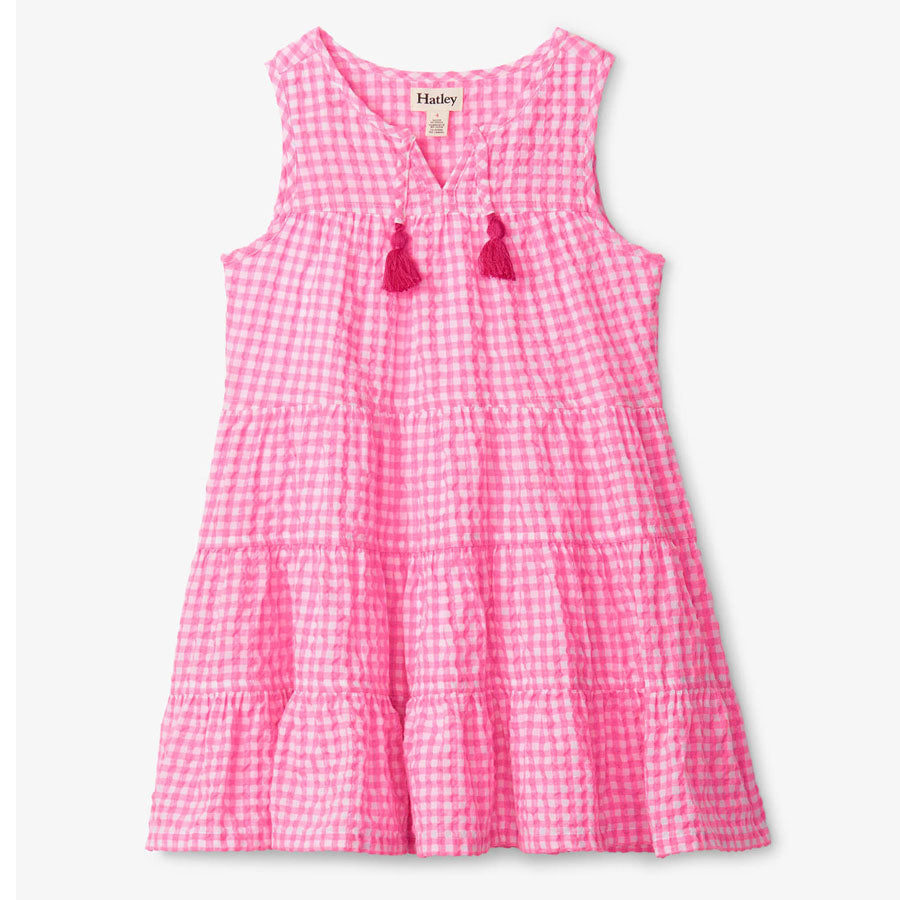 Pink Gingham Tiered Dress-DRESSES & SKIRTS-Hatley-Joannas Cuties
