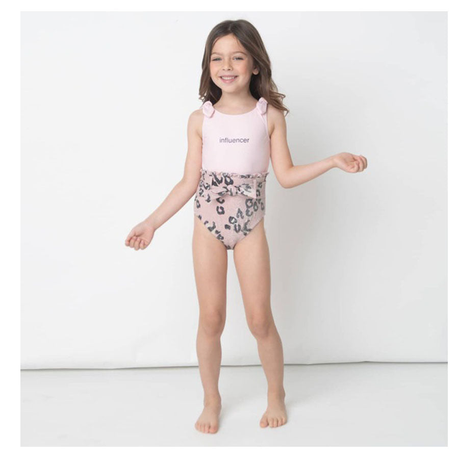 Pink Leopard Shimmer Girls One Piece Swimsuit-SWIMWEAR-Shade Critters-Joannas Cuties
