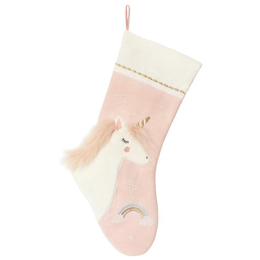 Pink Linen Unicorn Christmas Stocking-Mon Ami-Joanna's Cuties