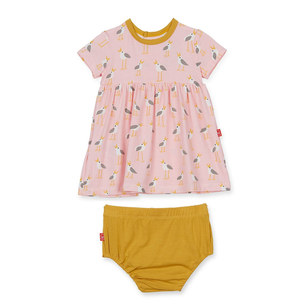 Pink Plovers Modal Magnetic Dress + Diaper Cover - Magnetic Me - joannas-cuties