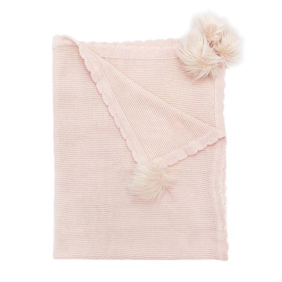Pink Pom Pom Cotton Baby Blanket-Mon Ami-Joanna's Cuties