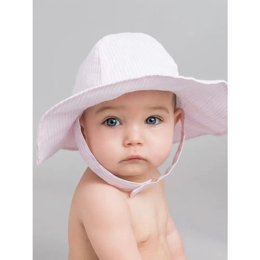 Pink Seersucker Sunhat-SUN HATS-Huggalugs-Joannas Cuties