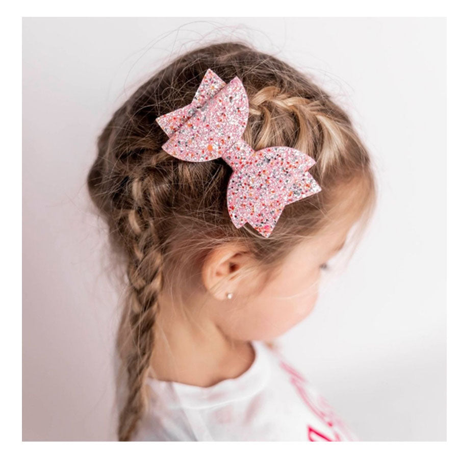 Pink Sprinkle Valentine's Day Hair Bow Clip-HAIR CLIPS-Sweet Wink-Joannas Cuties