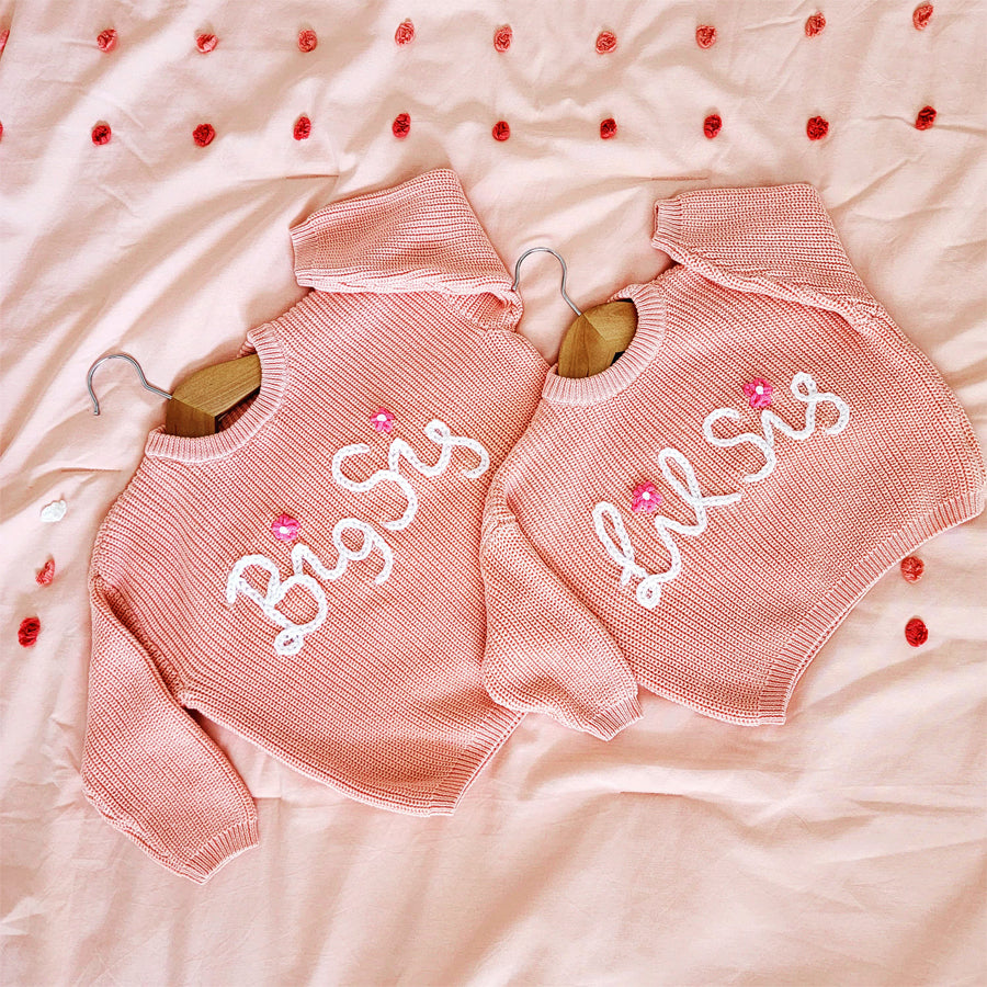 Pink Sweater - Lil Sis, Big Sis-CARDIGANS & SWEATERS-Joanna's Cuties-Joannas Cuties