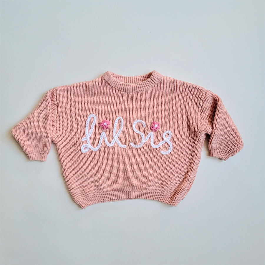 Pink Sweater - Lil Sis, Big Sis-CARDIGANS & SWEATERS-Joanna's Cuties-Joannas Cuties
