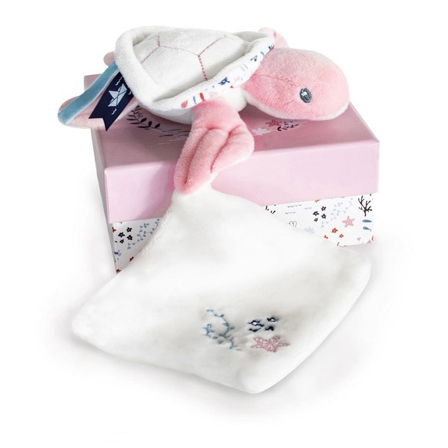 Under the Sea: Pink Turtle Plush with Blanket, Pink-Doudou Et Compagnie-Joanna's Cuties