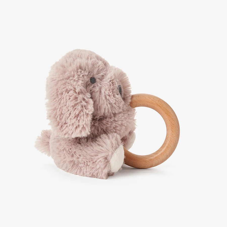 Plush Puppy Wooden Ring Rattle-RATTLES-Elegant Baby-Joannas Cuties