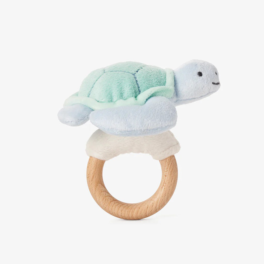 Plush Turtle Wooden Ring Rattle-RATTLES-Elegant Baby-Joannas Cuties