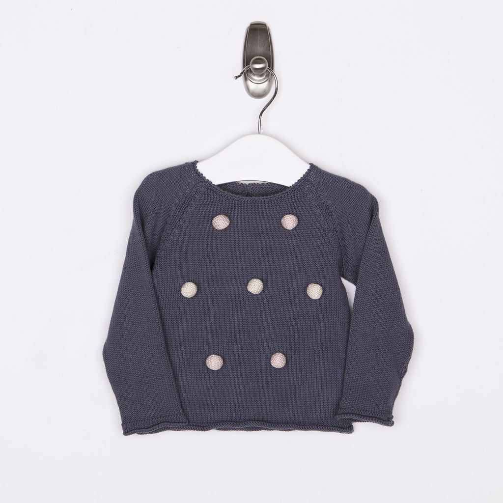 Pompom Sweater - Blue - Tun Tun - joannas-cuties