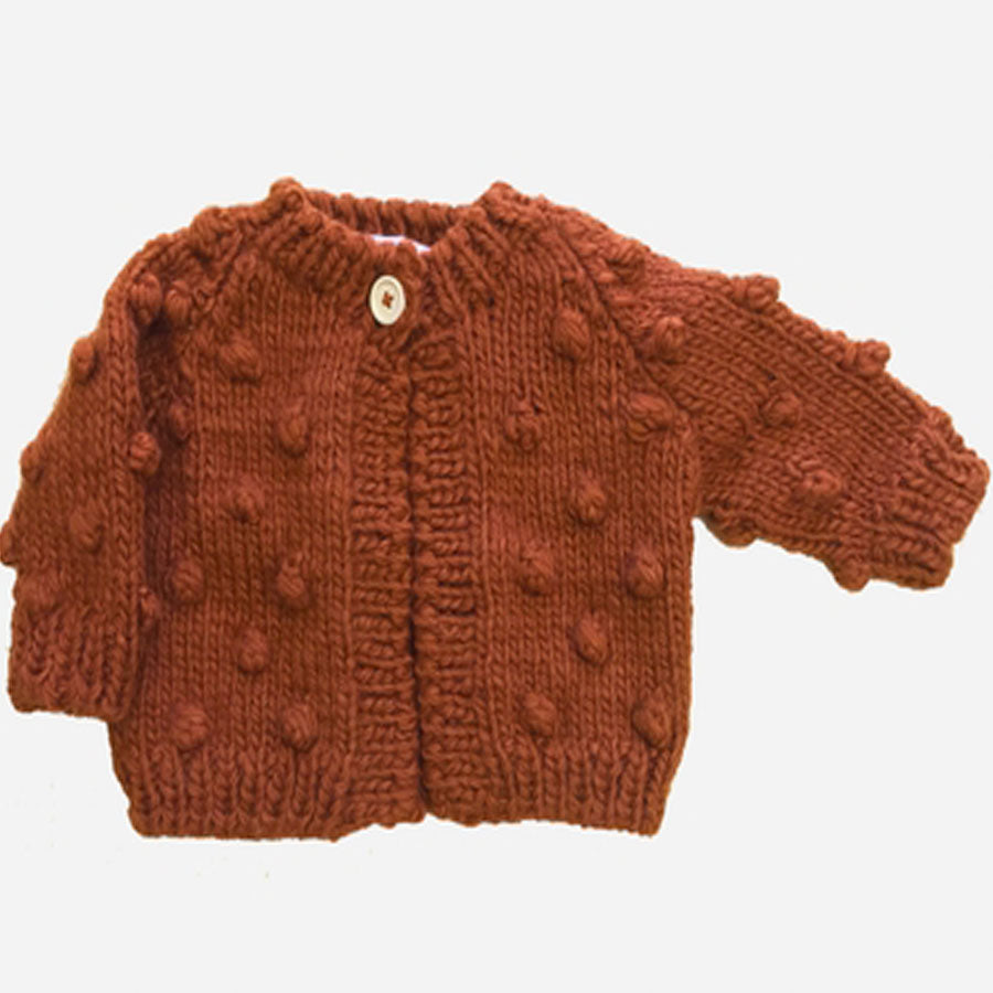 Popcorn Cardigan | Acrylic Hand Knit Kids Sweater - Cinnamon-The Blueberry Hill-Joanna's Cuties
