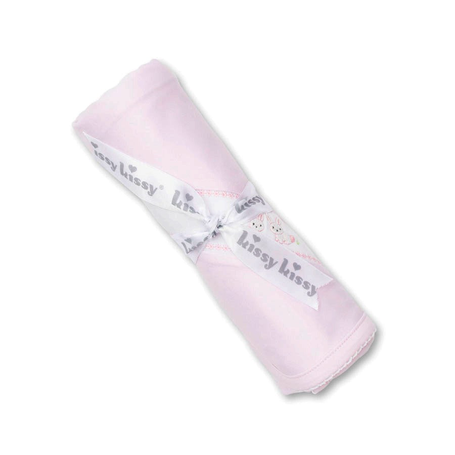 Hand Emb. Premier Baby Bunnies Pink Blanket-SWADDLES & BLANKETS-Kissy Kissy-Joannas Cuties