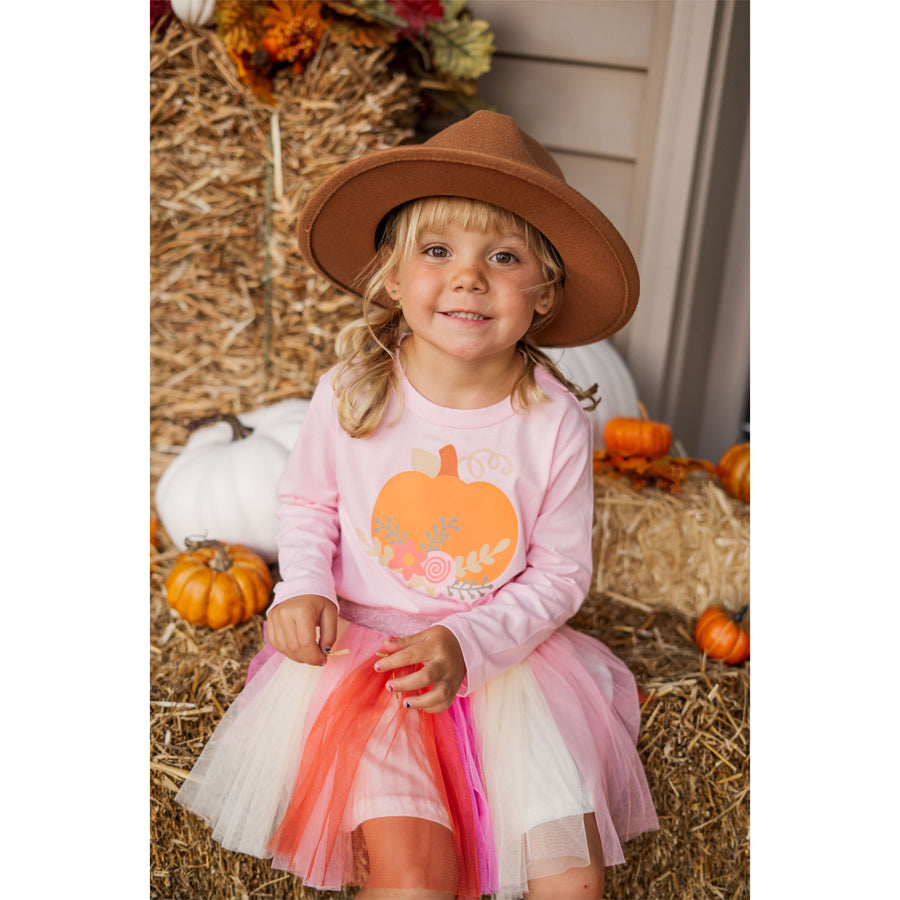 Pumpkin Flower Long Sleeve Shirt-Sweet Wink-Joanna's Cuties