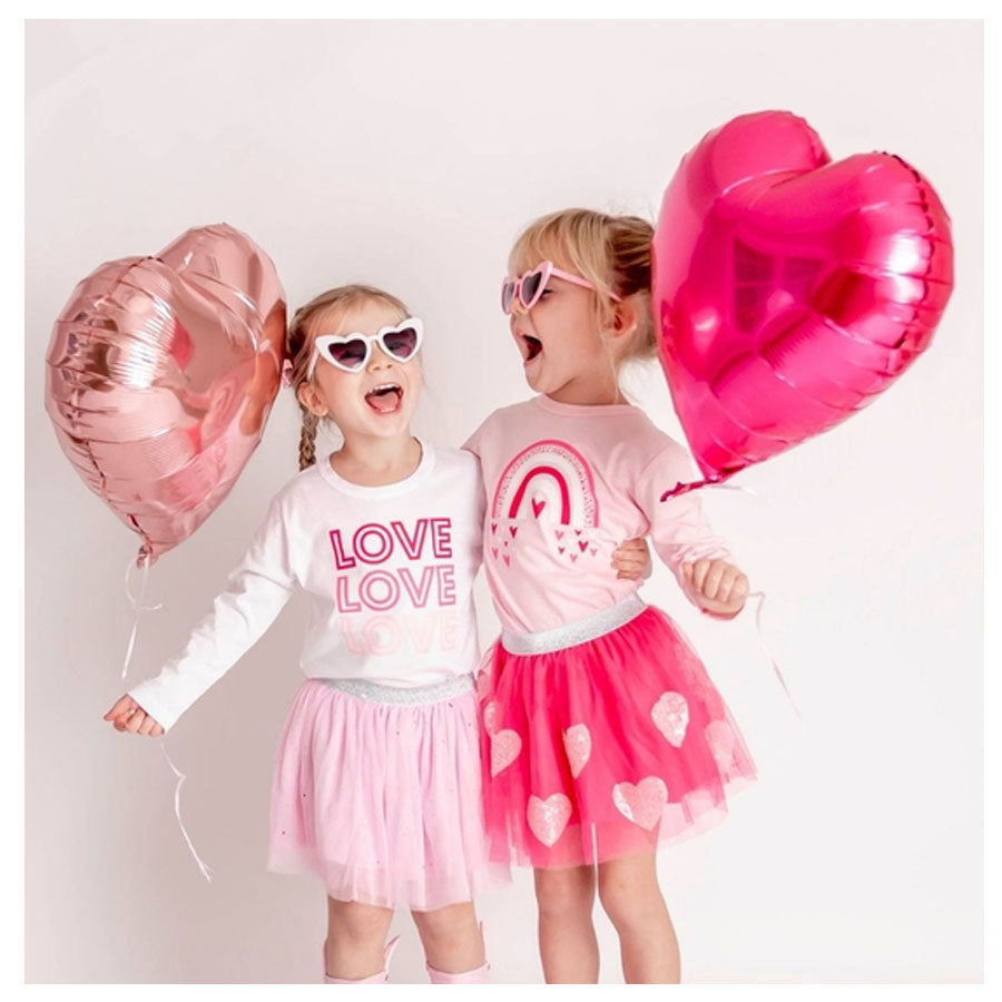 Rainbow Heart Long Sleeve Valentine's Day Kids Shirt-TOPS-Sweet Wink-Joannas Cuties