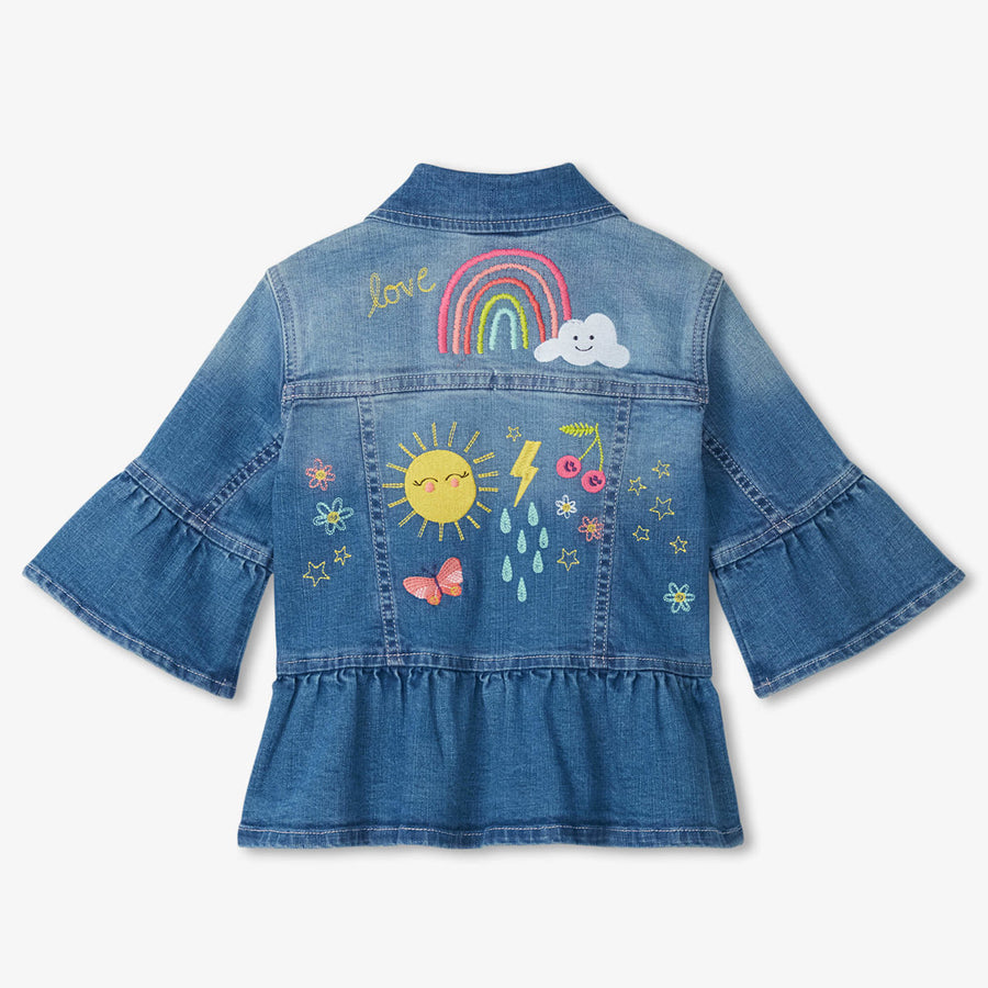 Rainbow Heart Ruffle Denim Jacket-OUTERWEAR-Hatley-Joannas Cuties