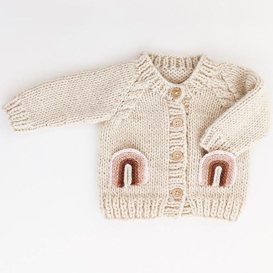 Rainbow Pocket Cardigan Sweater-Huggalugs-Joanna's Cuties